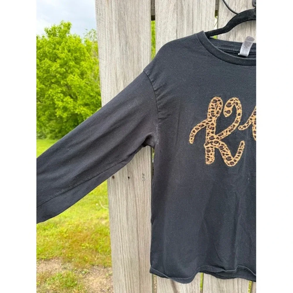 Gildan‎ Kentucky KY Leopard Print Graphic Long Sleeve T-Shirt Black Medium